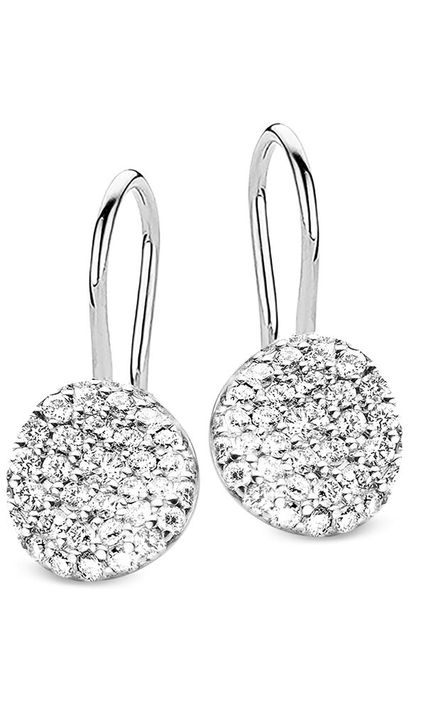 Boucles d'Oreilles Mini Waves Or Blanc et Diamants Blancs - Bigli Jewelry