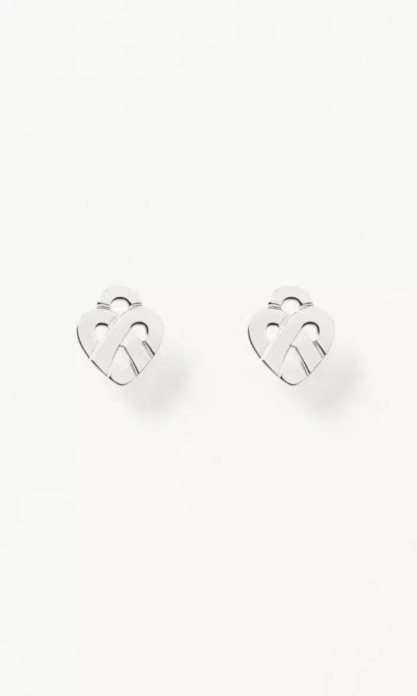 boucles d'oreilles coeur entrelacé en or blanc poiray dumas joaillerie