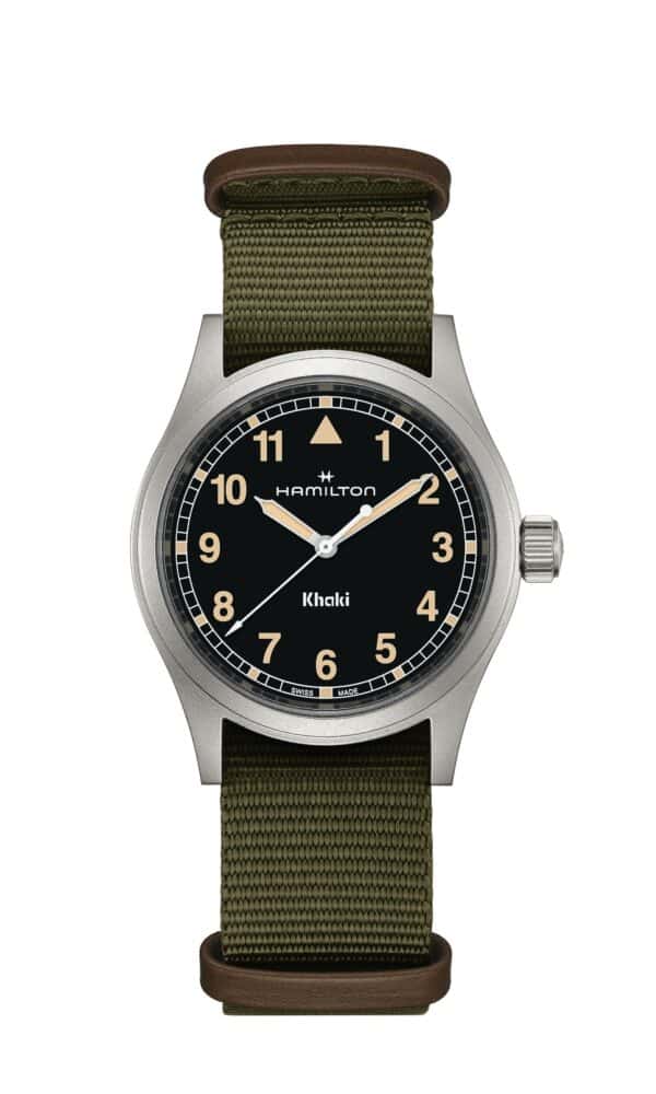 montre khaki field quartz 38mm verte et noire hamilton