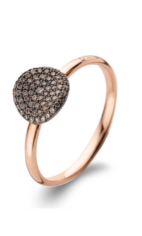 bague mini waves en or rose et diamants bruns 0,28 ct bigli dumas joaillier avignon