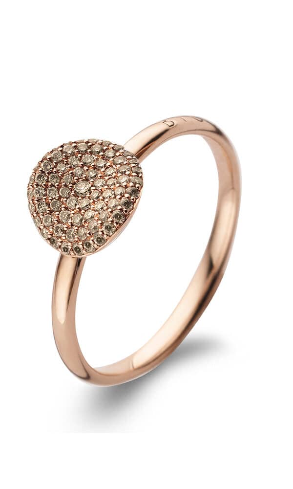 bague mini waves en or rose et diamants bruns 0,28 ct bigli dumas joaillier avignon