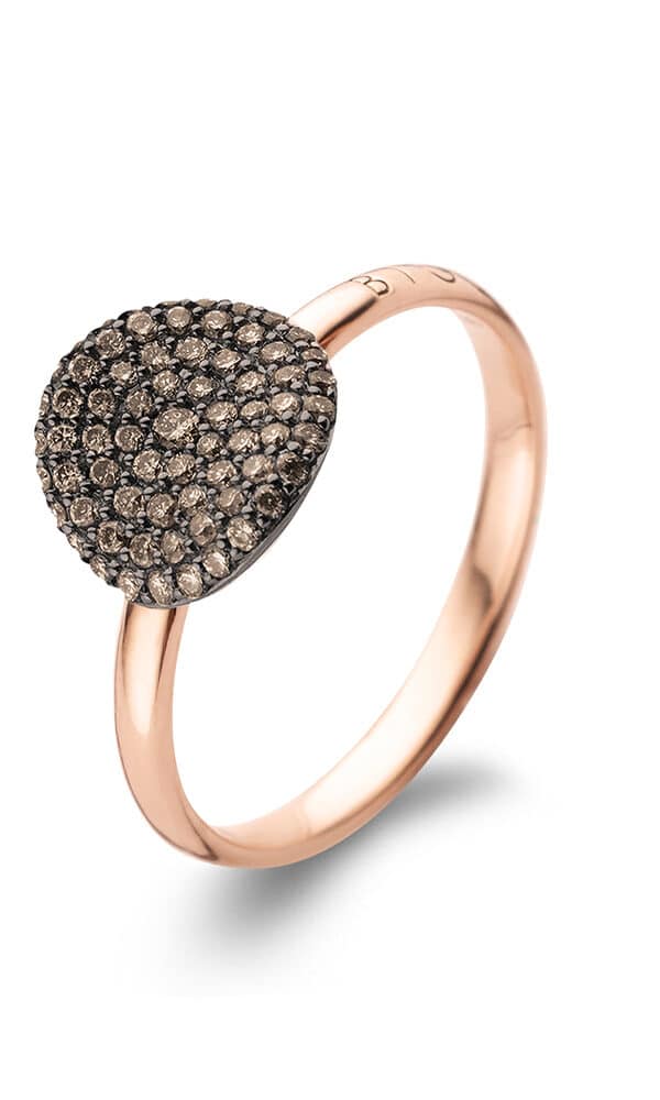 bague mini waves en or rose et diamants bruns 0,40 ct bigli dumas avignon