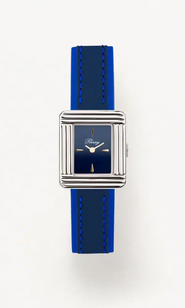 montre ma première mini bleu en cuir doré poiray dumas joaillier avignon